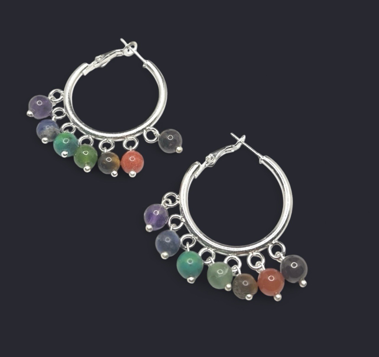 7 Chakra Genuine Stone Earrings