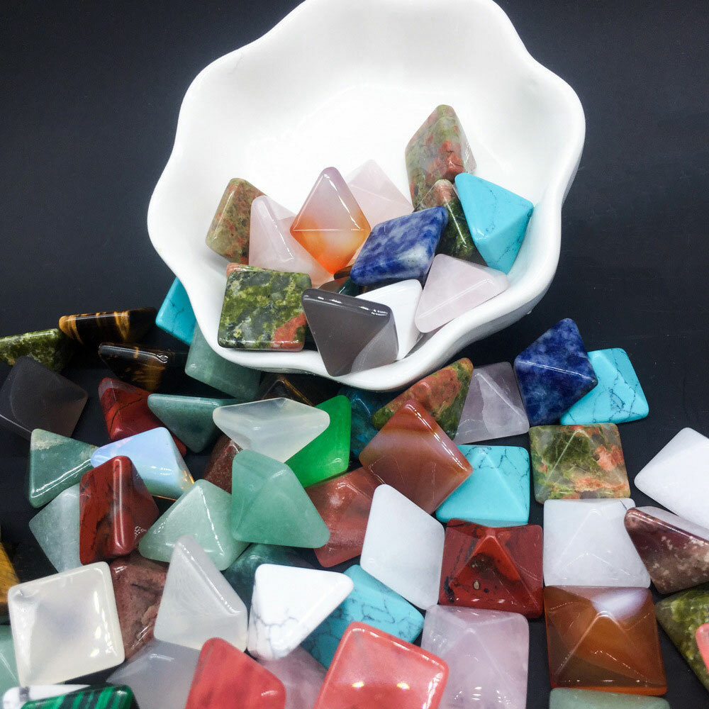 Lot 7Pc Pyramid Gemstone Natural Stone Crystal Quartz Healing Point Chakra Set