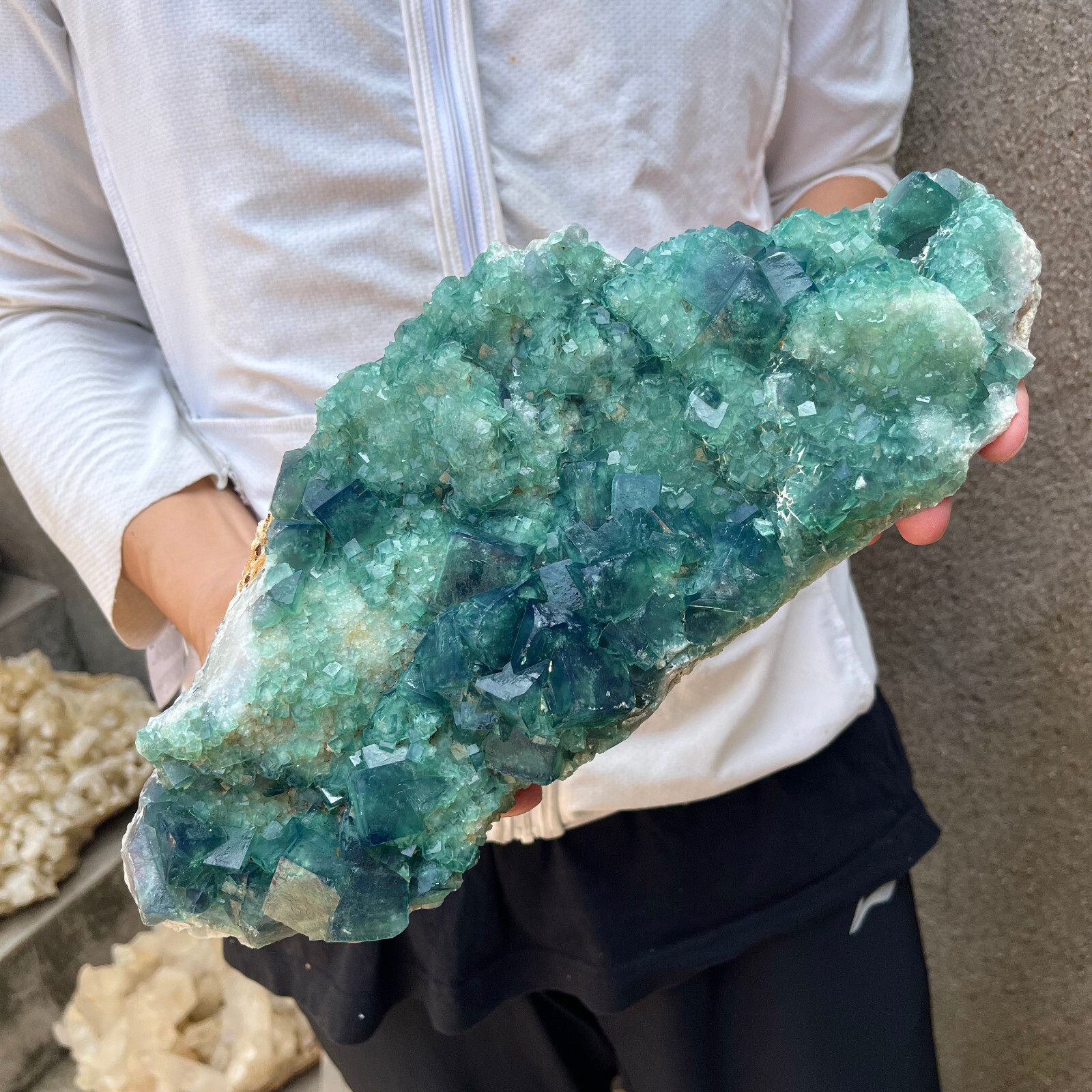 7.7lb Large NATURAL Green Cube FLUORITE Quartz Crystal Cluster Mineral Specimen