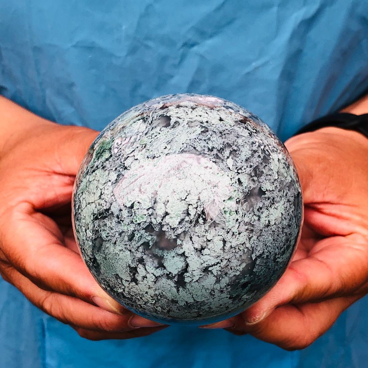 3pcs 4.46LB Natural Water Grass Agate Ball Quartz Crystal Ball Healing 2116