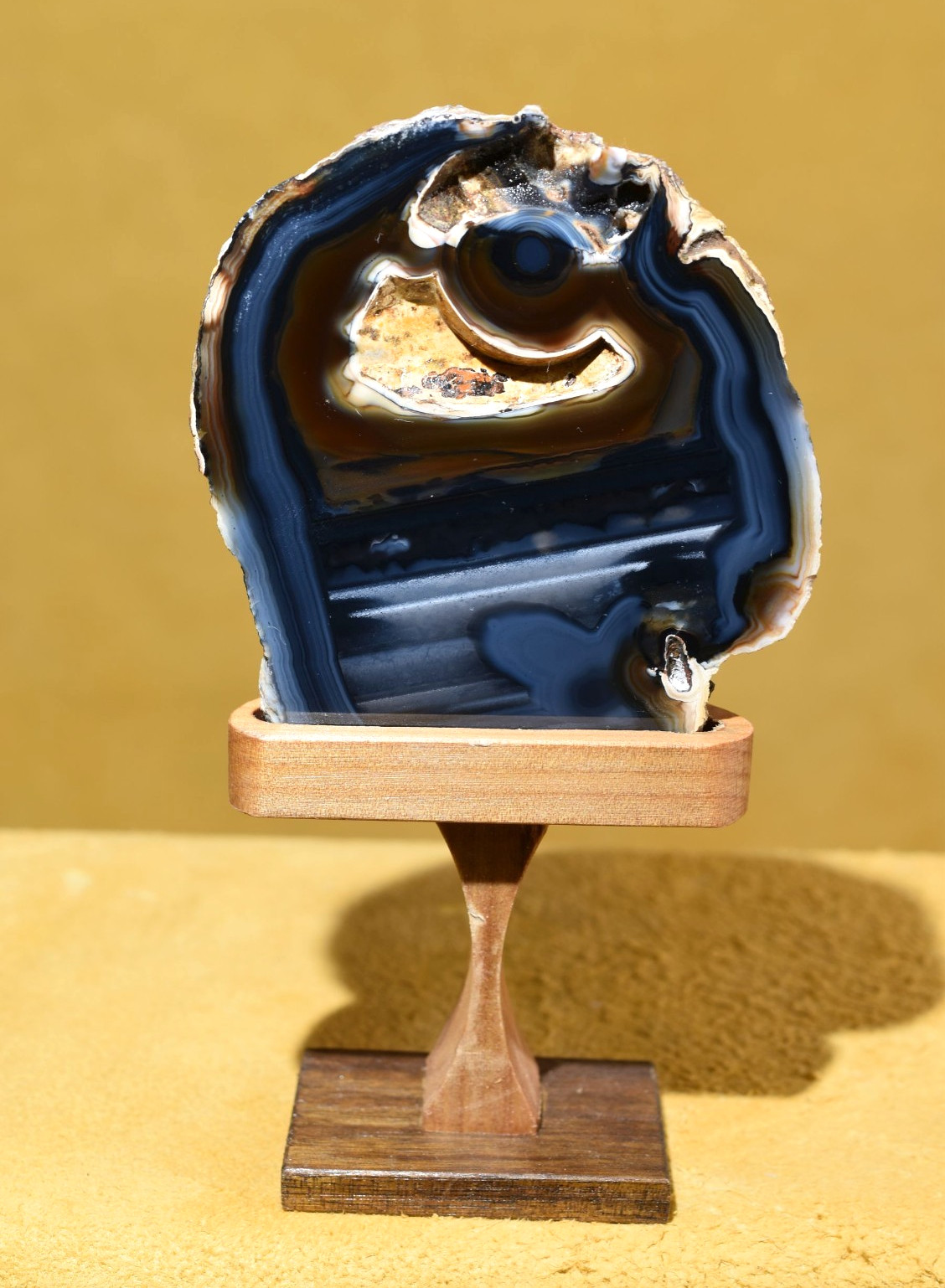 Stunning Polished Brazilian Agate End W/ Handmade Elegant Wood Display Stand