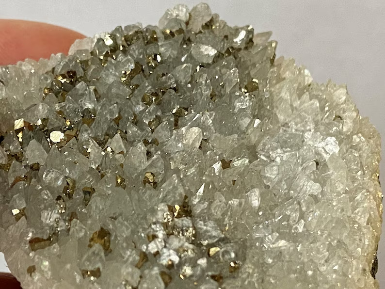 201gms “Beautiful Luster”~ Golden IRON PYRITE In QUARTZ Geometric Specimen D1381