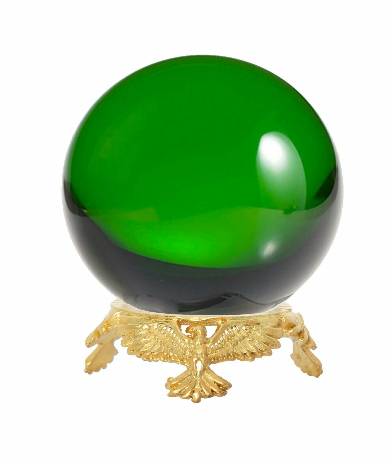 Crystal Ball 50mm Sphere for Feng Shui, Meditation, Decor, with Gold Eagle Stand