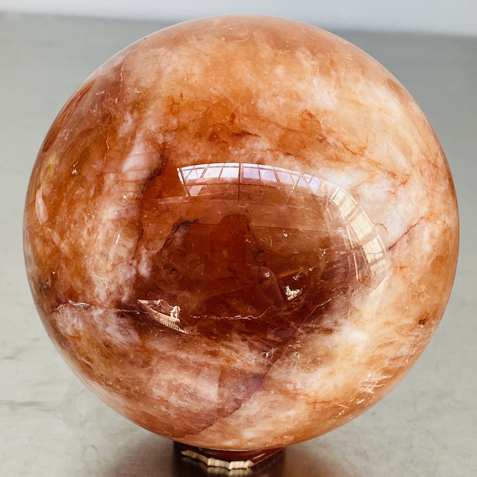 Natural Red Glue Flower Quartz Sphere Crystal Ball Healing 2000G