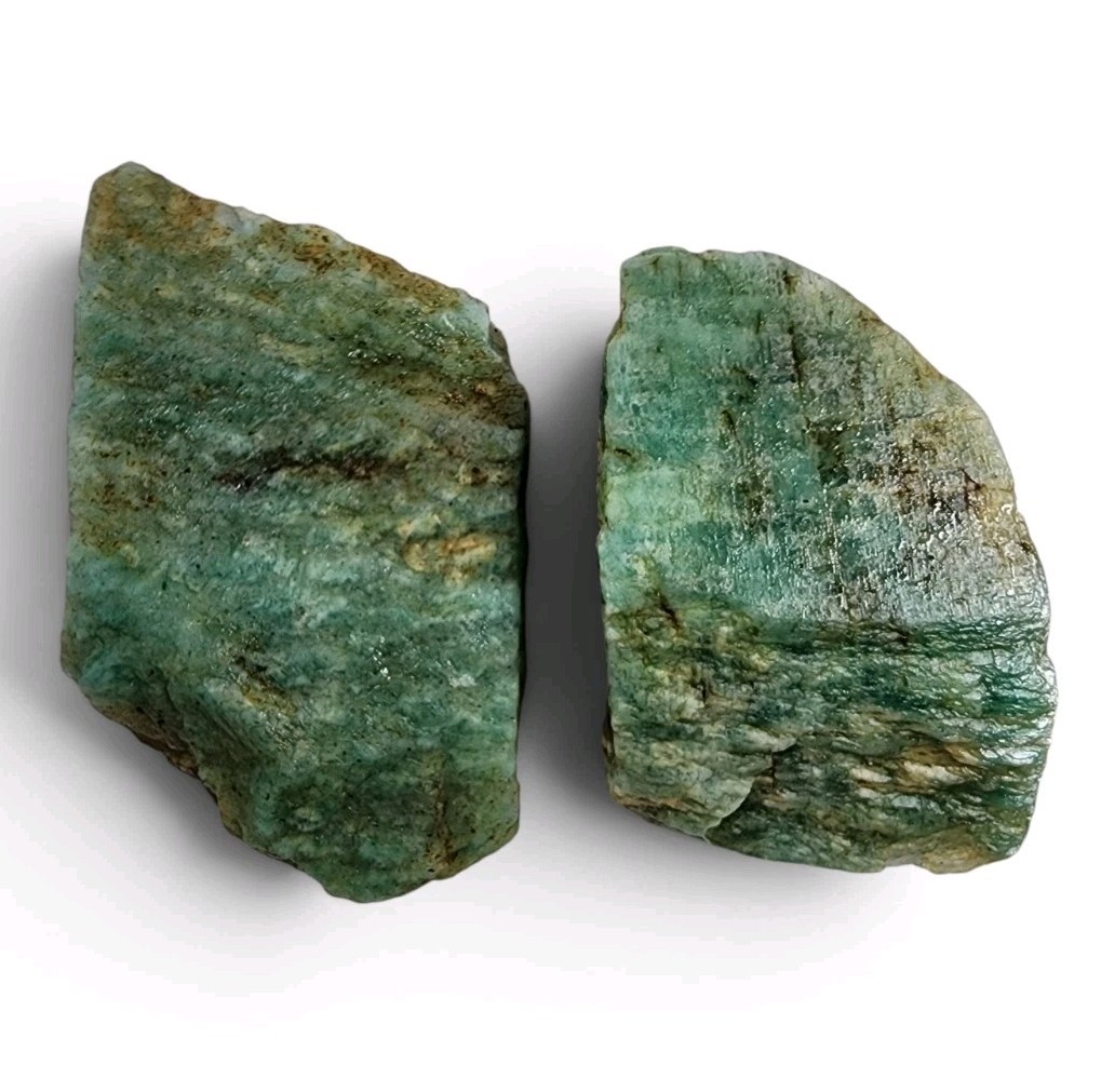 Amazonite Crystal in Quartz Rough Stones 92.3 grams Brazil 2 Piece Lot