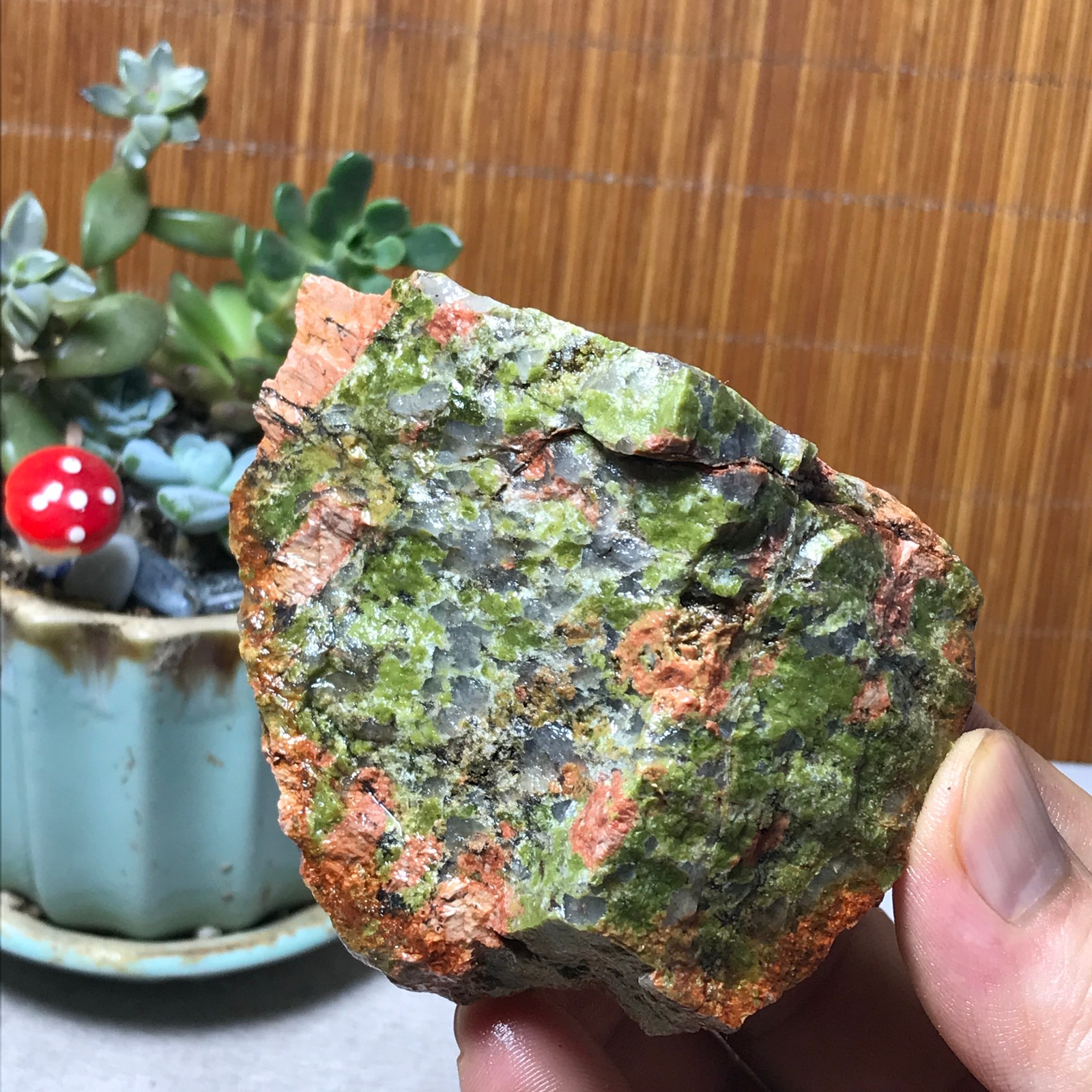 235g Natural Unakite Crystal gemstone Rough Mineral Specimen healing A6361