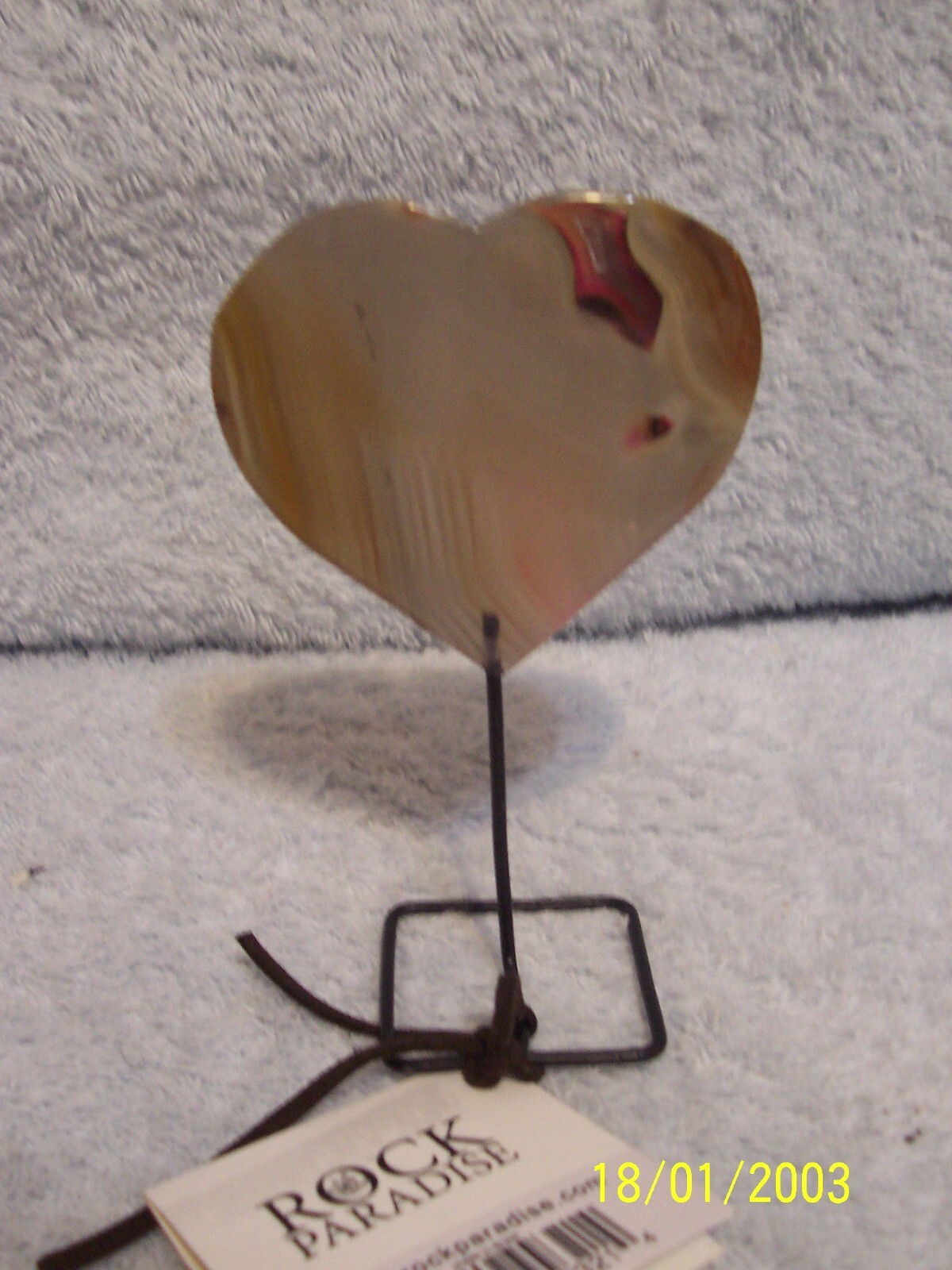Rock Paradise Agate Heart On Stand 4.25″ Tall No Box See Description