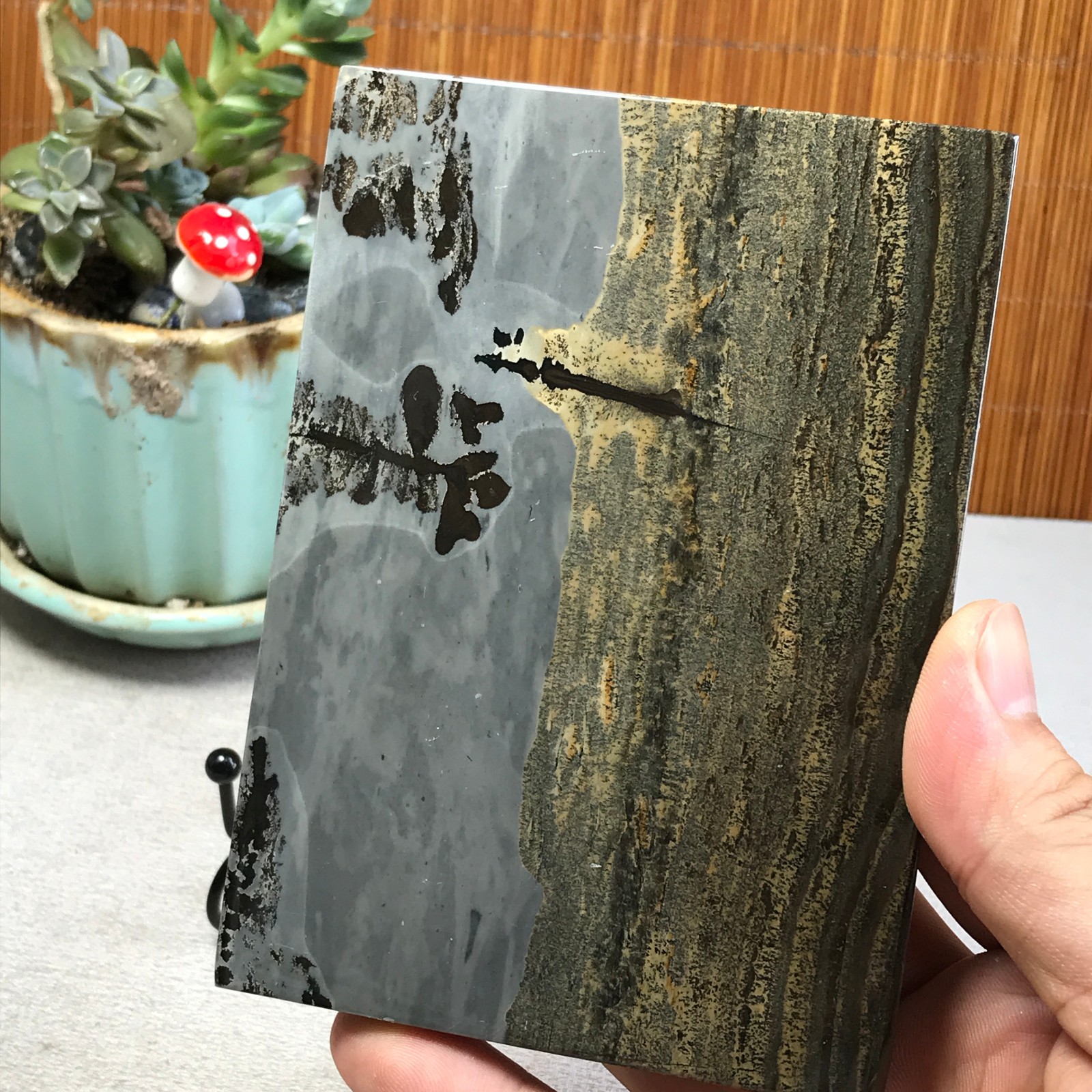 290g Natural Chinese painting stone crystal ornaments for home decoration A6423
