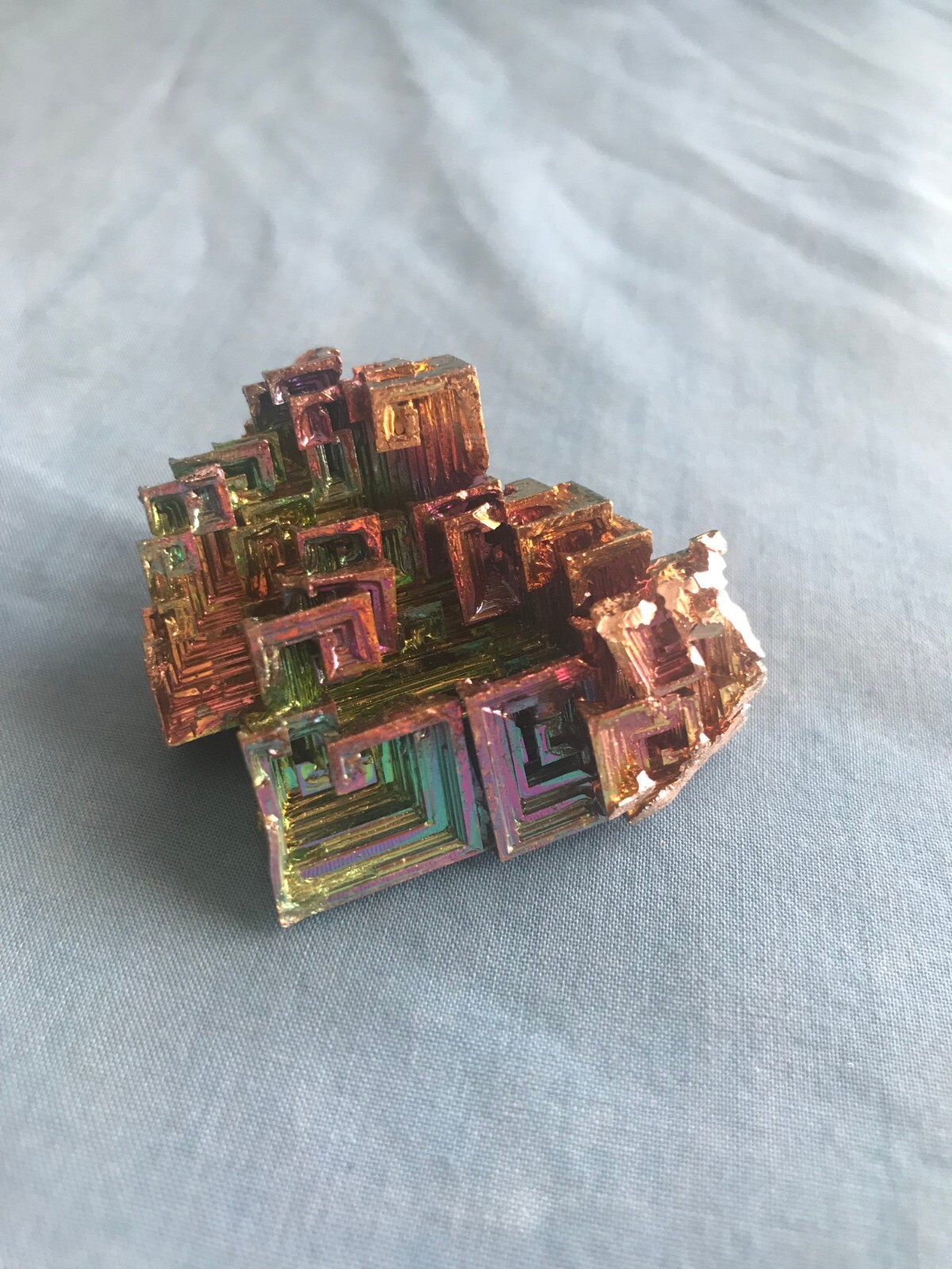 Pretty 2.4 Ounce Large 2” x 1-5/8” x 1” Piece of Rainbow Bismuth Crystals