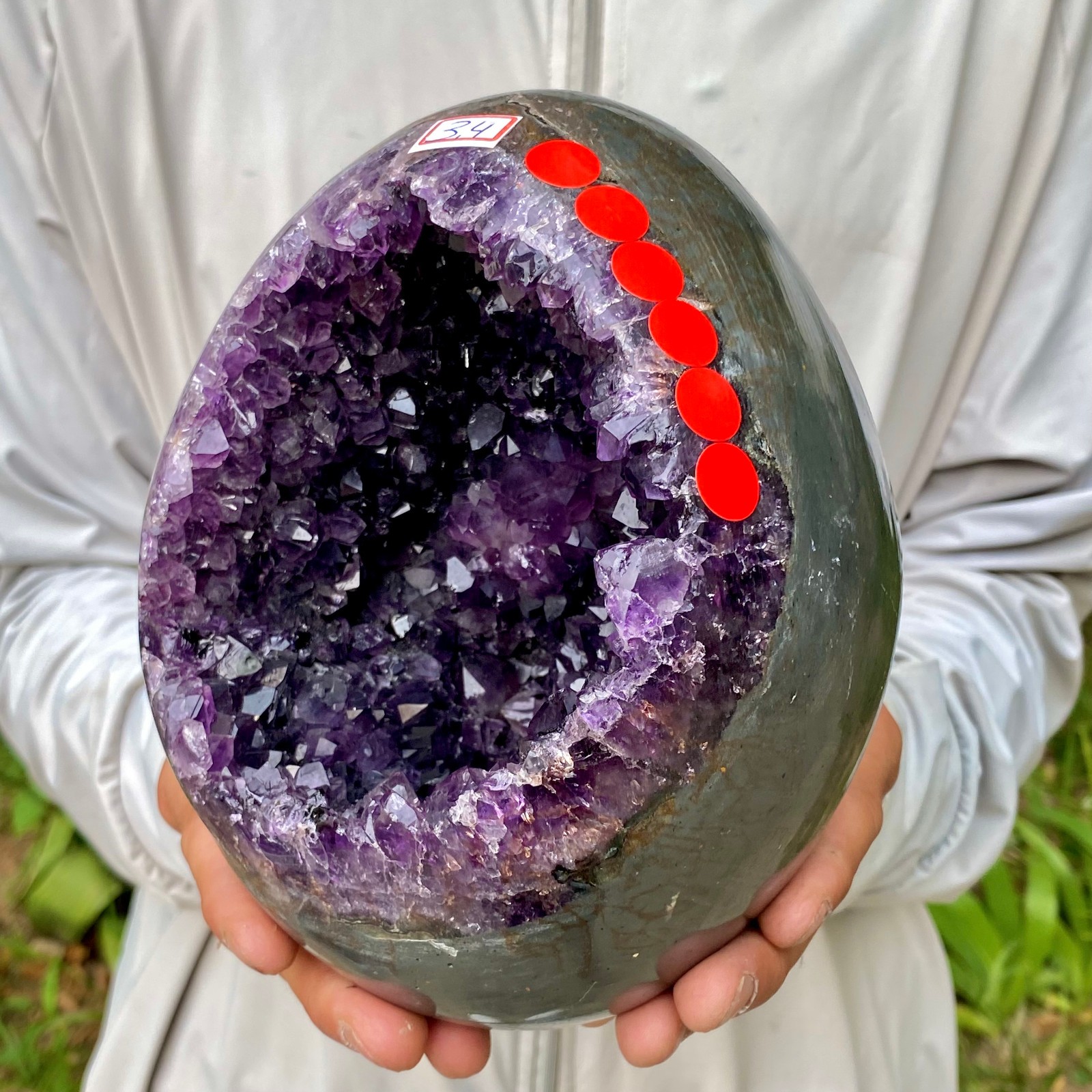 7.47LB Large Natural Amethyst geode quartz cluster crystal Egg specimen Healing