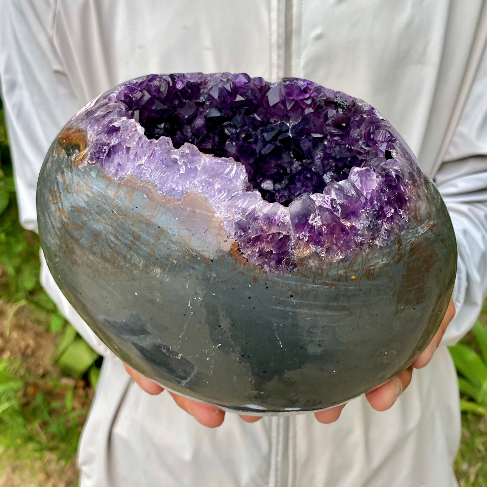 7.47LB Large Natural Amethyst geode quartz cluster crystal Egg specimen Healing
