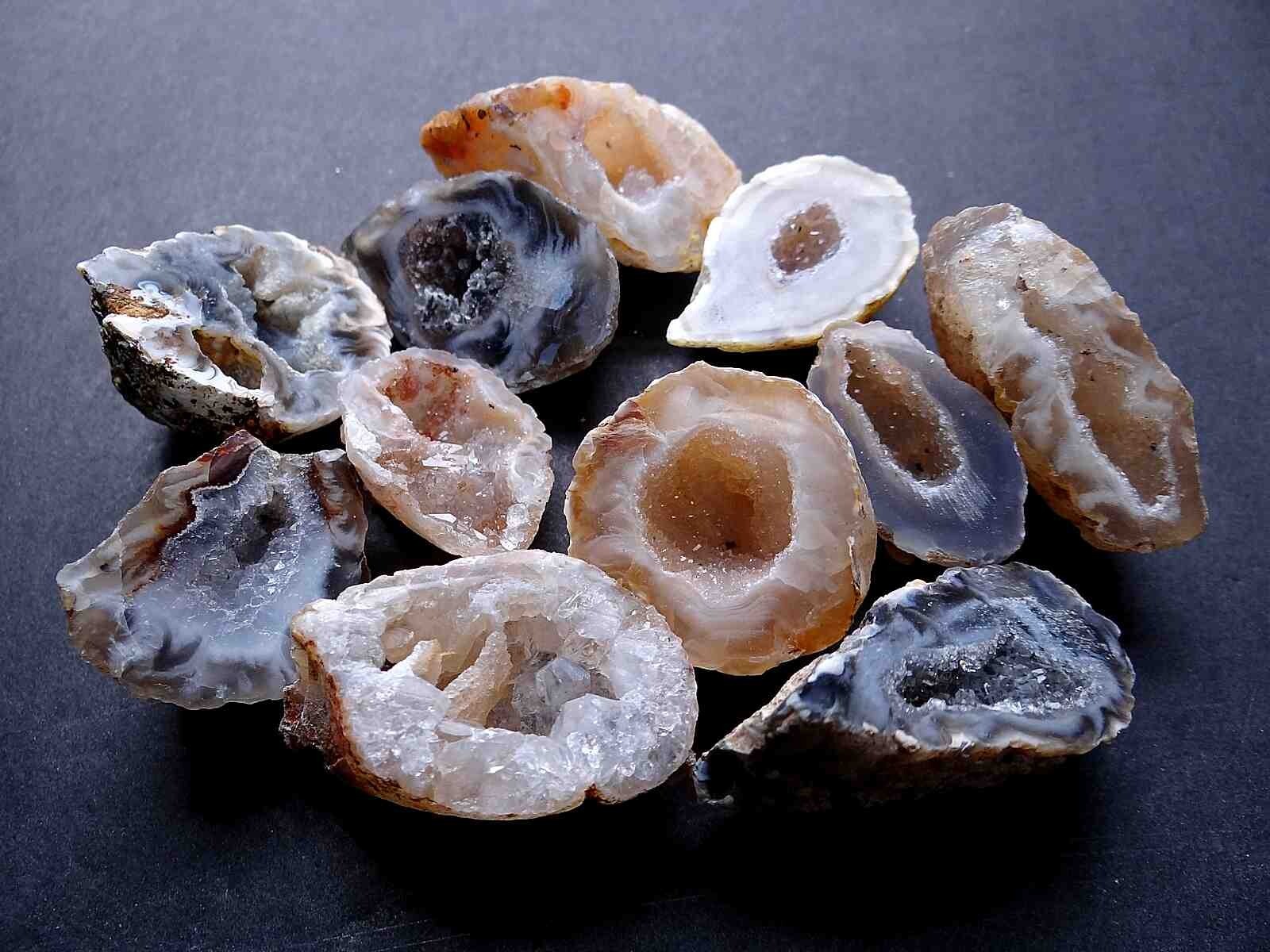 Oco Geodes 1/4 Lb Lot Natural Polished Agate Crystals Druzy Geode Halves