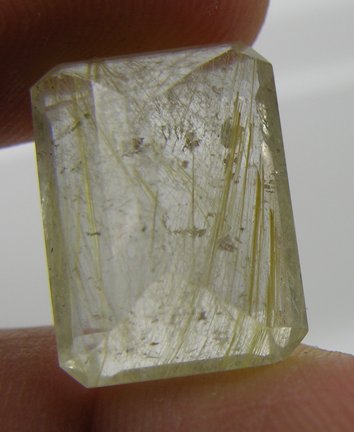 12.25ct Brazil 100% Natural Golden Rutilated Quartz Emerald Cut Gemstone 16.00mm