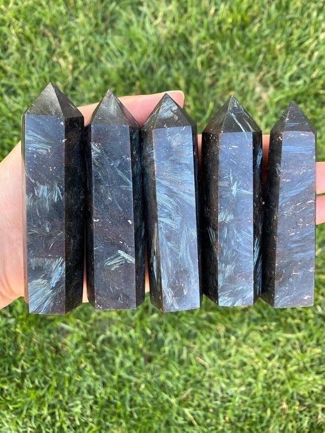 2025NEWFIND Arfvedsonite Tower Point Flash Stone Wand Healing Reiki Home Decor