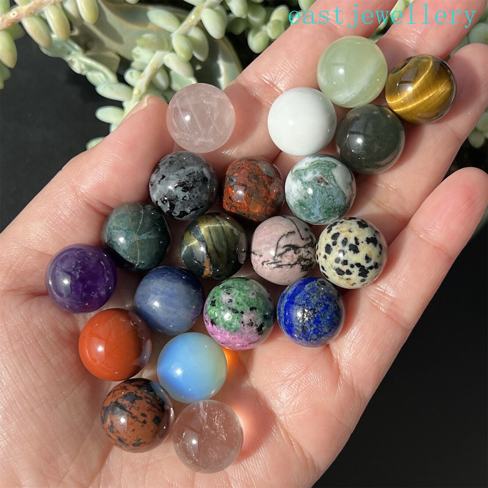 15mm+ box Natural Mixed Sphere quartz crystal ball Palm stone reiki healing 20x