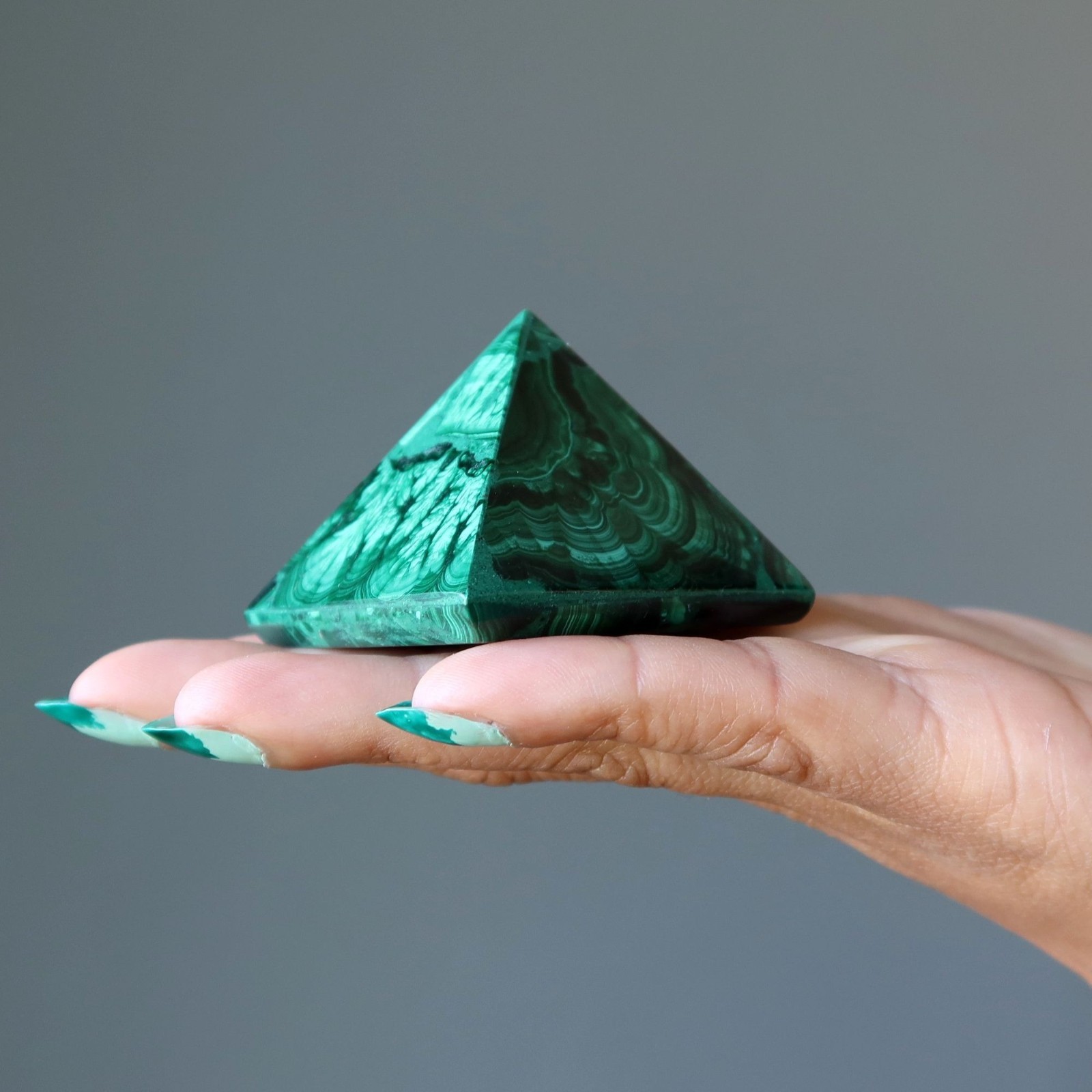 Malachite Pyramid Green Spirit of Congo Crystal Sacred Geometry Stone Healing