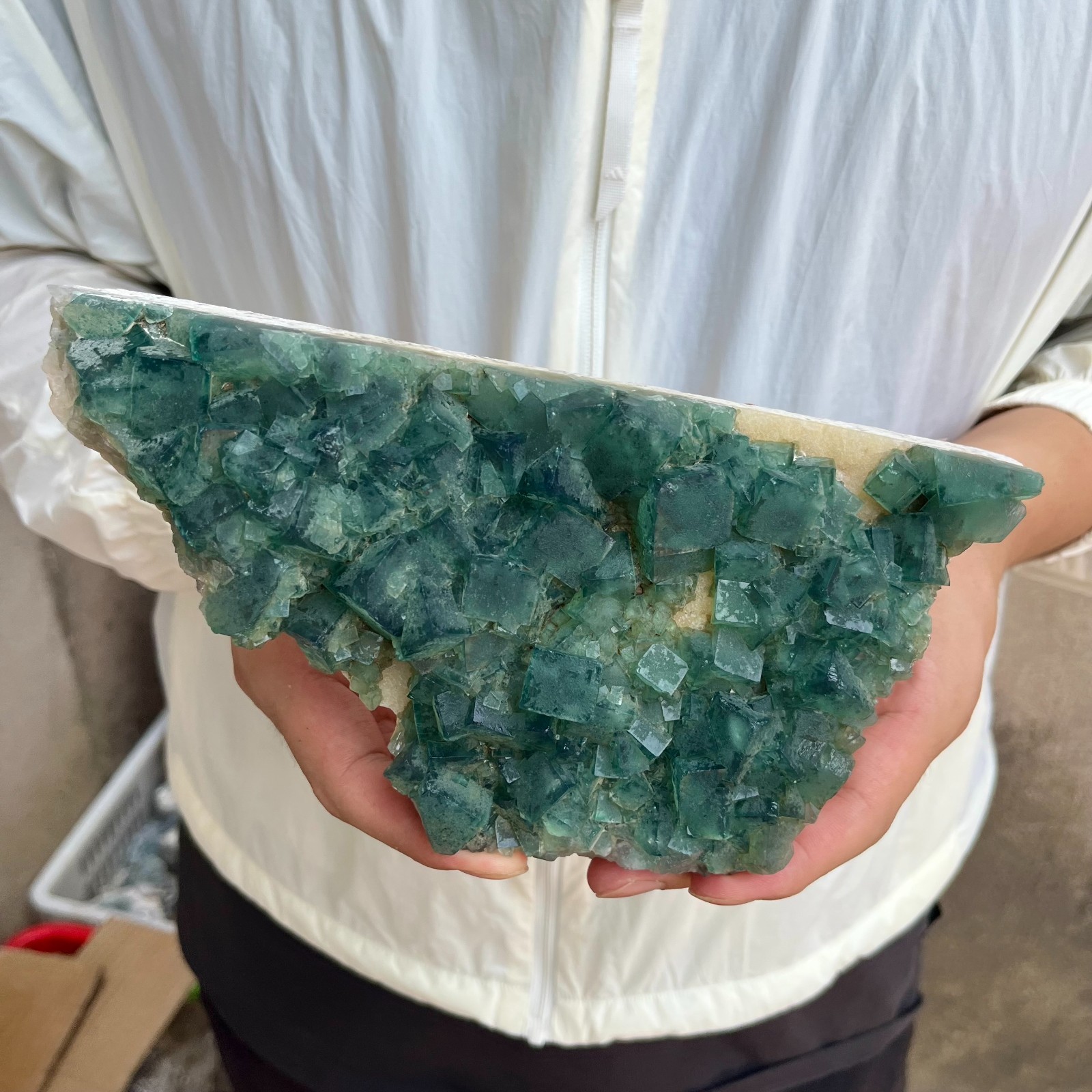 2.4lb NATURAL Green Cube FLUORITE Quartz Crystal Cluster Mineral Specimen
