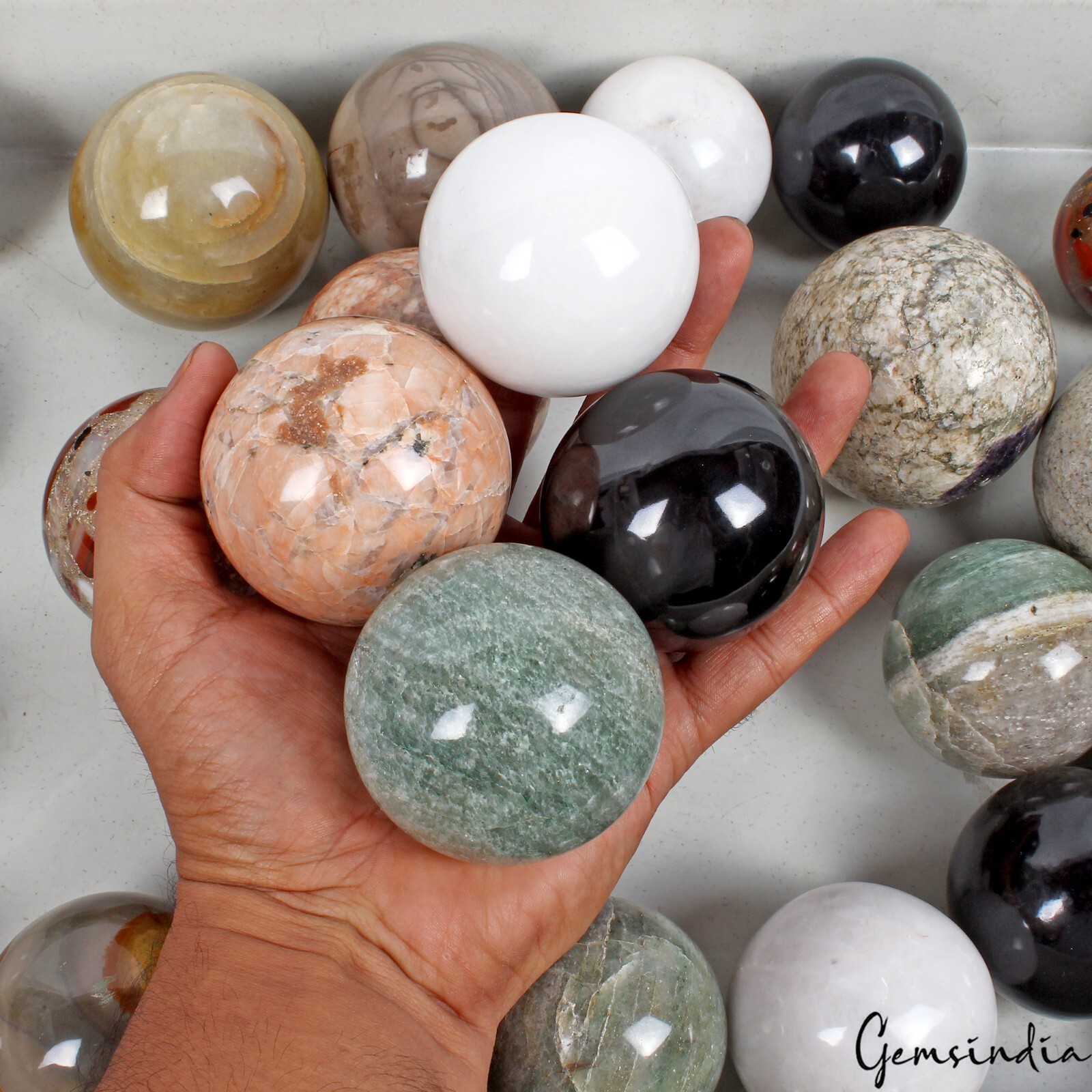 7 Kilo Natural Multi Gemstones Crystal Healing Ball /Sphere Wholesale Lot~ 24 Pc
