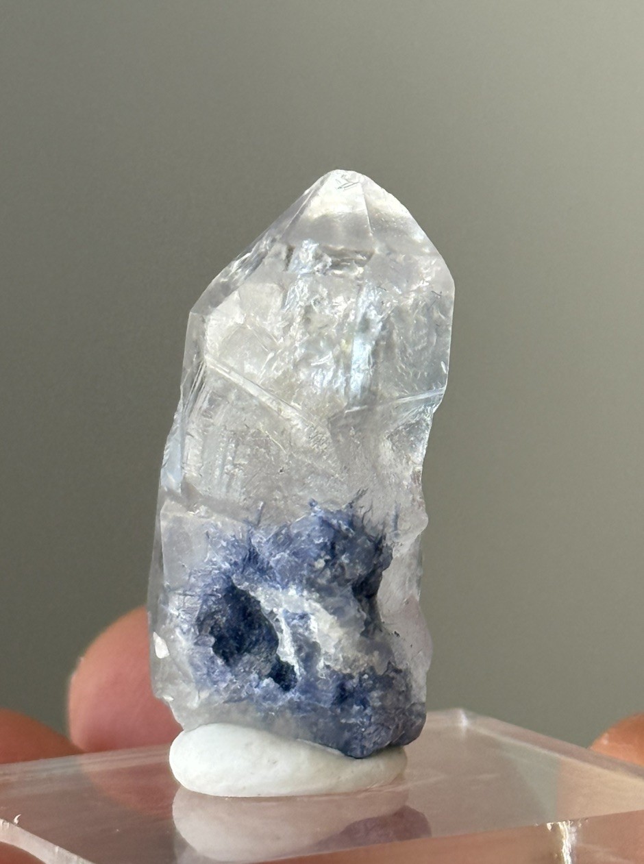 Blue Dumortierite Included Quartz Crystal Bahia Brazil 6.2g • 3cm • ID97
