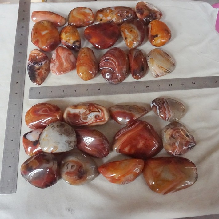 5Kg 11LB 28Pcs Natural Band Sardonyx Carnelian Agate Crystal Palm Stone Healing