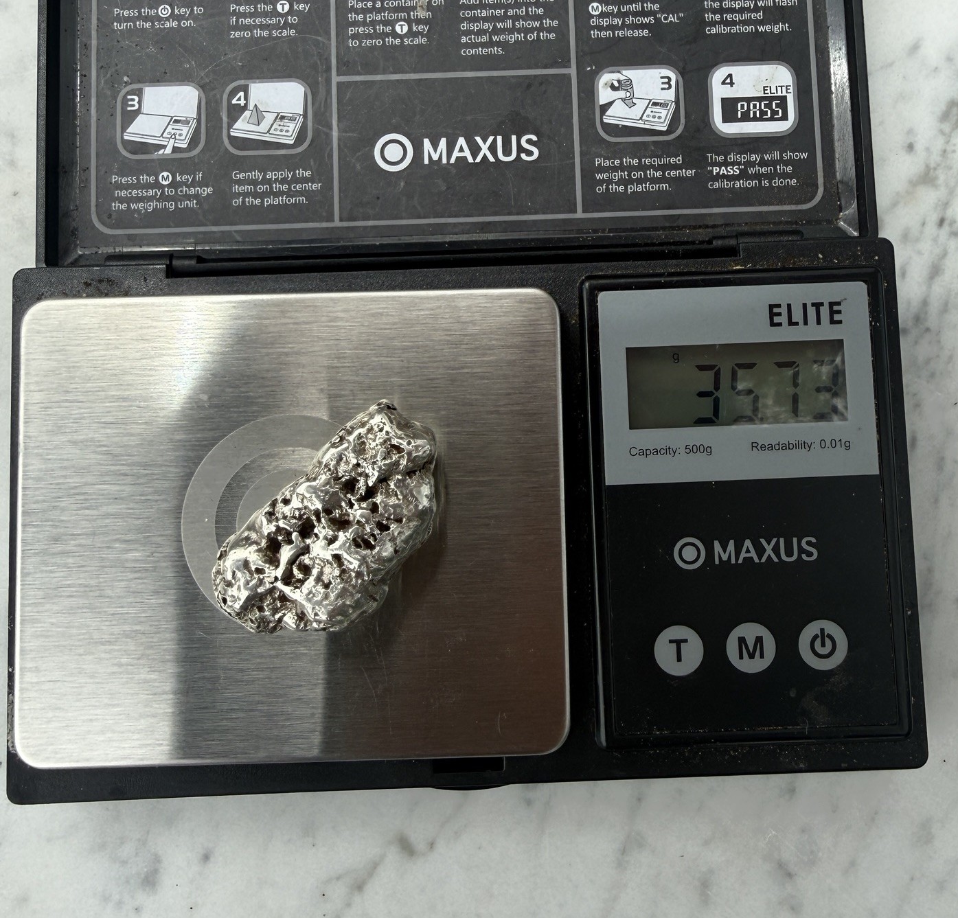 35.7 G. Seller Made Sculpted .900 Fine Silver Nugget Native Silver Replica 1 OZT