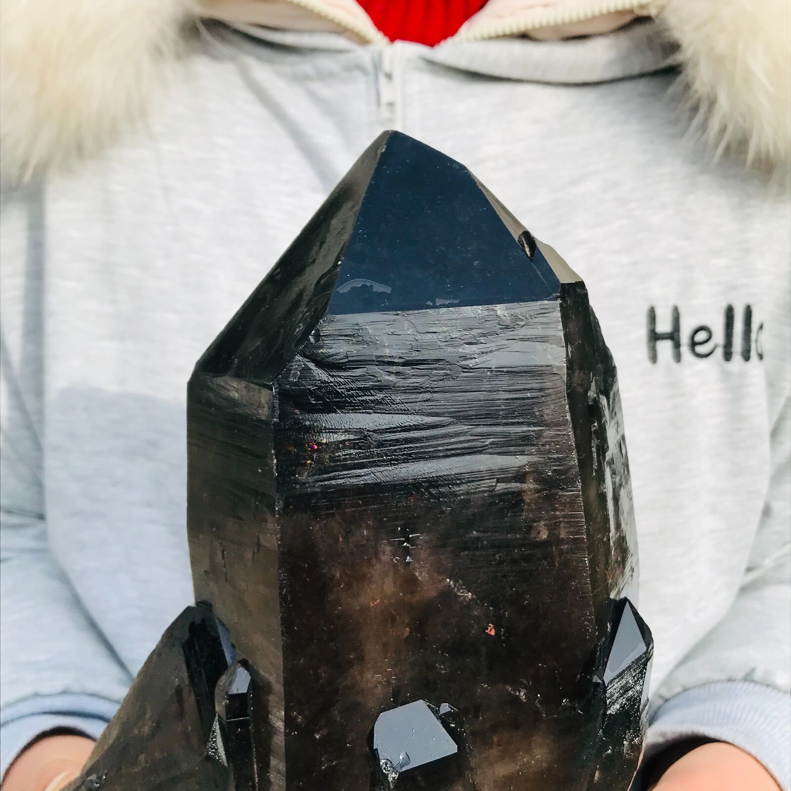 16.00lb Large Natural Smoky Black Skeleton Quartz Crystal Point Rough Mineral