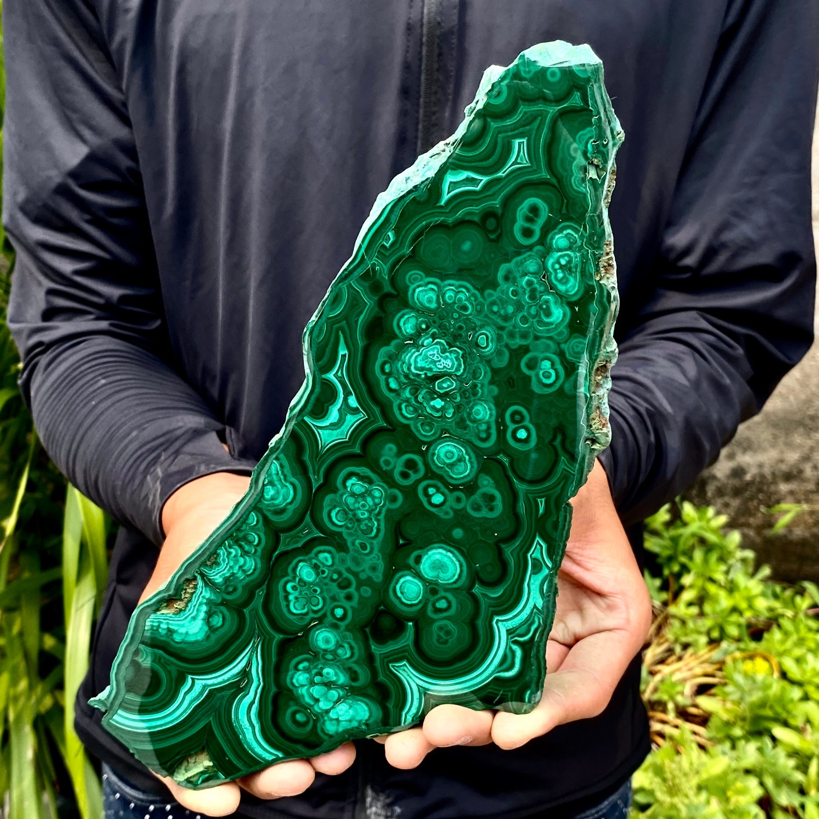 2.71LB Natural Green Malachite Crystal Flaky Pattern Ore Specimen Quartz Healing