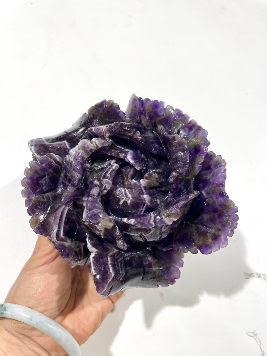 1pc Natural dream amethyst quartz Carved Flower Skull Crystal Reiki Decor Gift