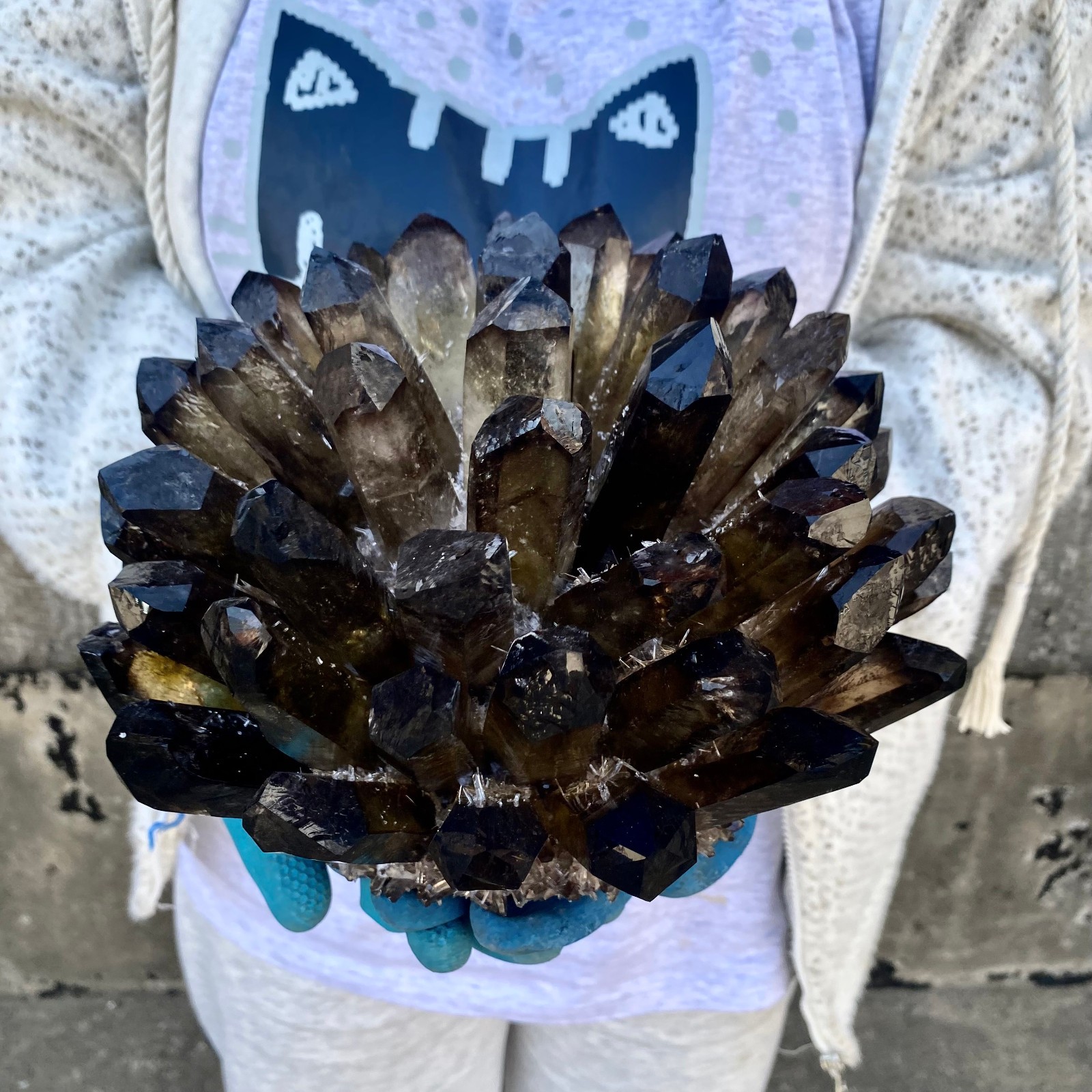 13.27LB New Find black Phantom Quartz Crystal Cluster Mineral Specimen Healing
