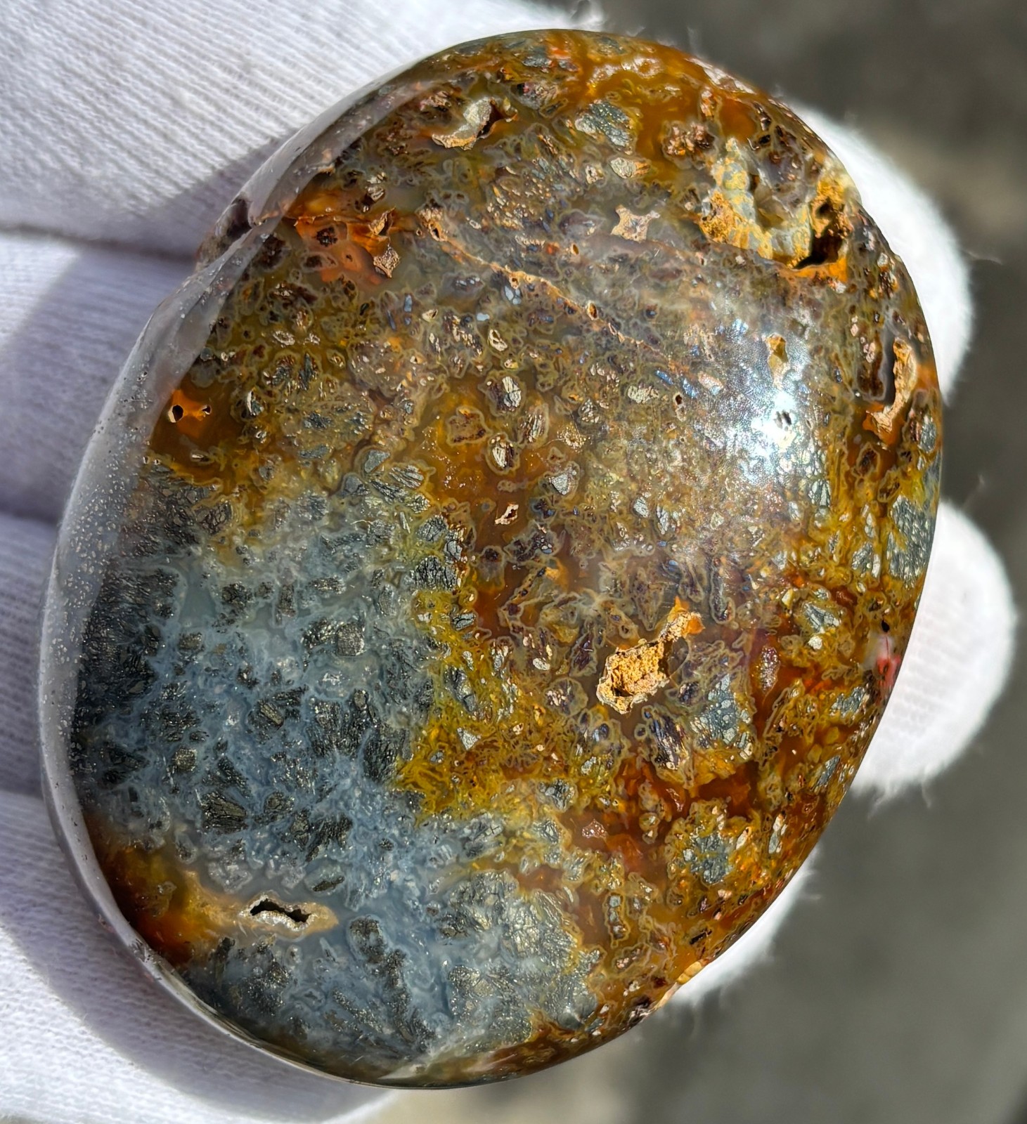 US SALE 187g LOT MULTI-COLORED MARCASITE/BLUE MIZONE OPAL PALMSTONES PALM STONE