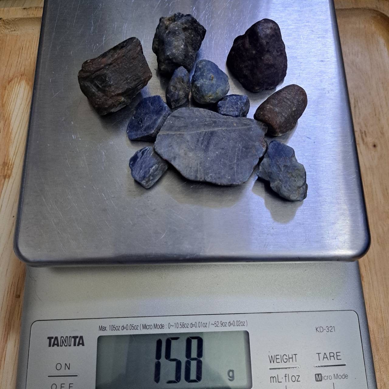 Natural Burmese Sapphire Rough Mogok Burmese Natural Unheated lot 11pcs.158grams