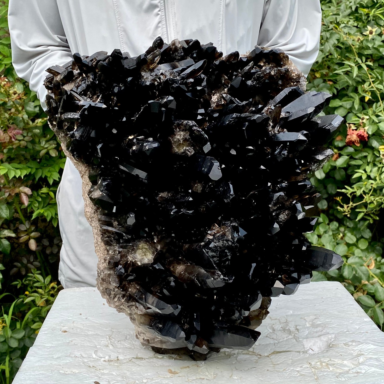 36.5LB New Find black PhantomQuartz Crystal Cluster Mineral Specimen
