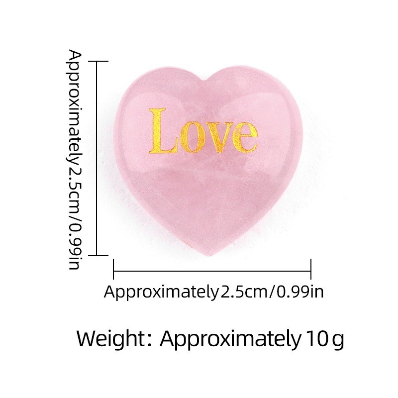 Natural Rose Quartz Heart Pendants Love Engraved Beads Charms Random 1piece