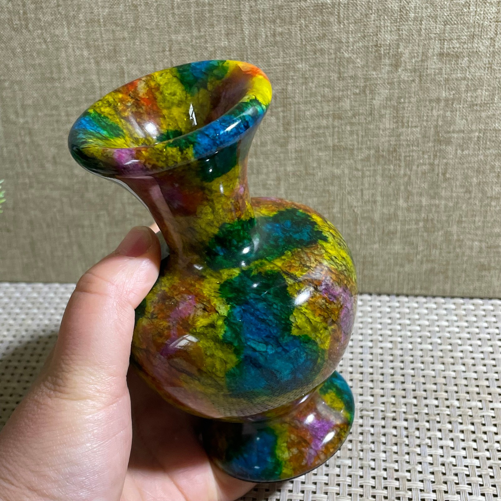 795g Seven Colors Jade vase specimen Decorative -Taiwan China