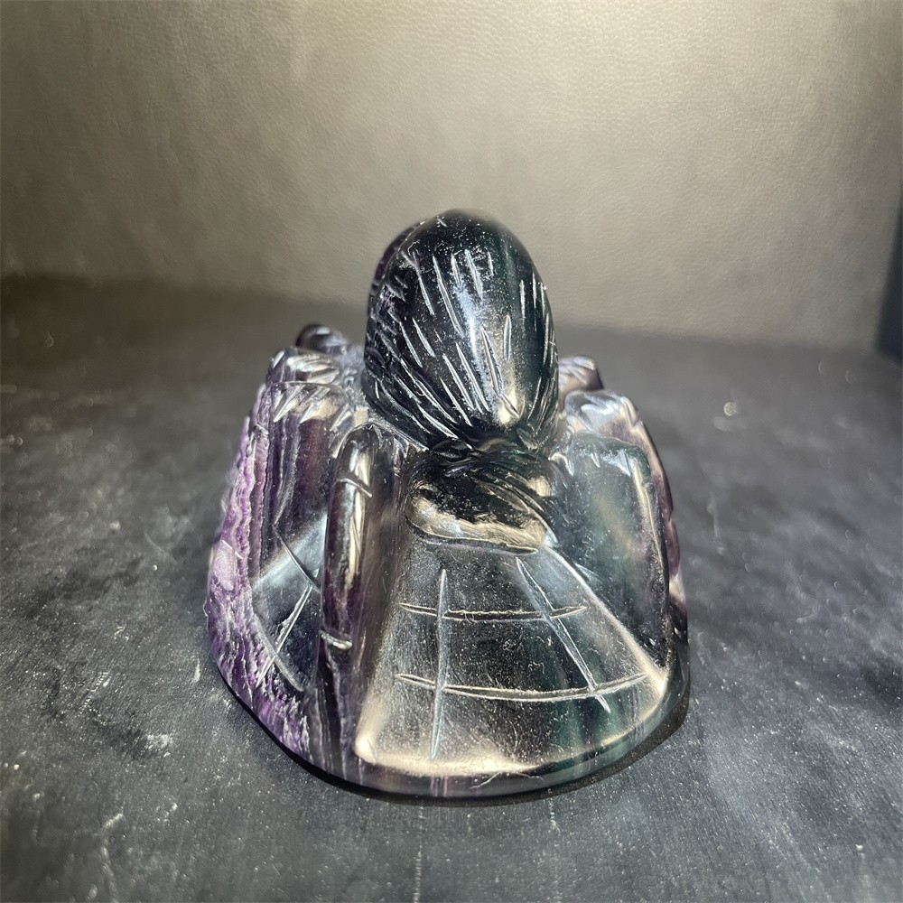0.9LB 3.5”Fluorite Spider Ornament Crystal Quartz Carving Gift
