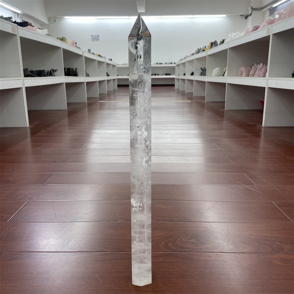 5.1LB 20.2″ Natural A+++ Clear Quartz Obelisk Tower Crystal Decor Reiki Heal