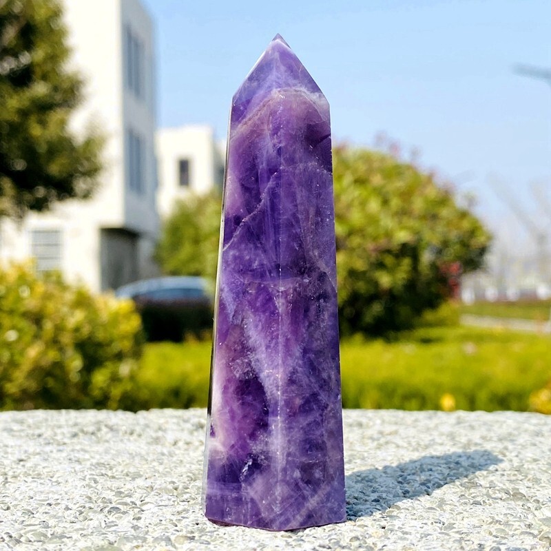 78g Natural dreamy amethyst obelisk quartz crystal energy column