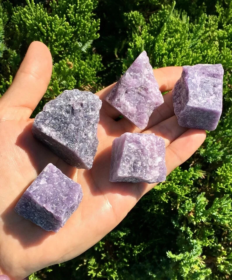 3Pcs Natural Lepidolite Raw Stone Crystal Mineral Specimen Healing Energy Gifts