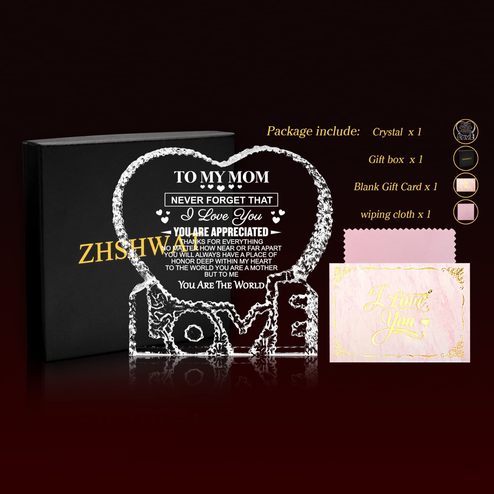 Crystal Keepsake Gift for Mom – Perfect for Mother’s Day, Birthdays & Anniversar