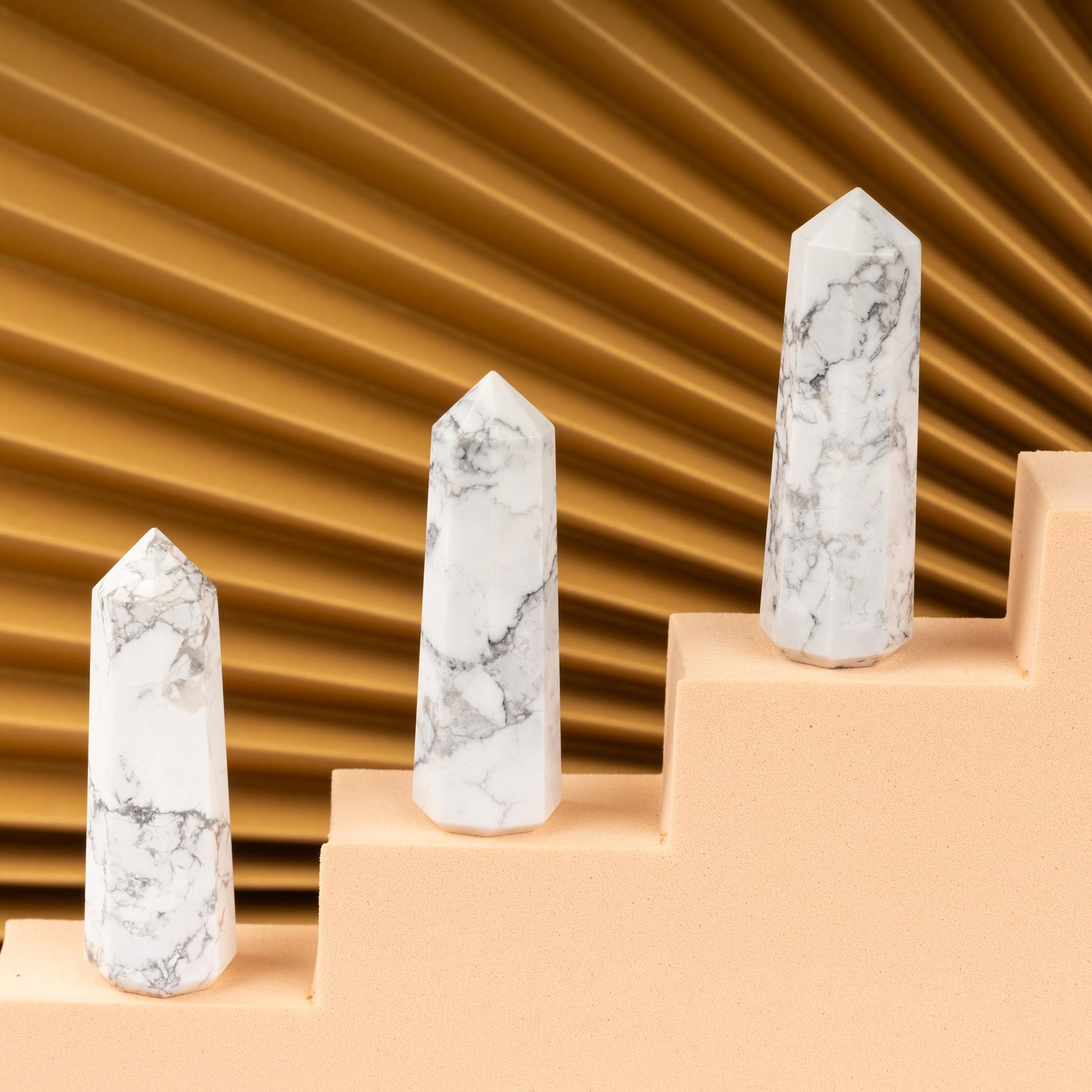 Natural Howlite Obelisk Point Crystal Tower 2.5-3″, Healing Crystals and Stones,
