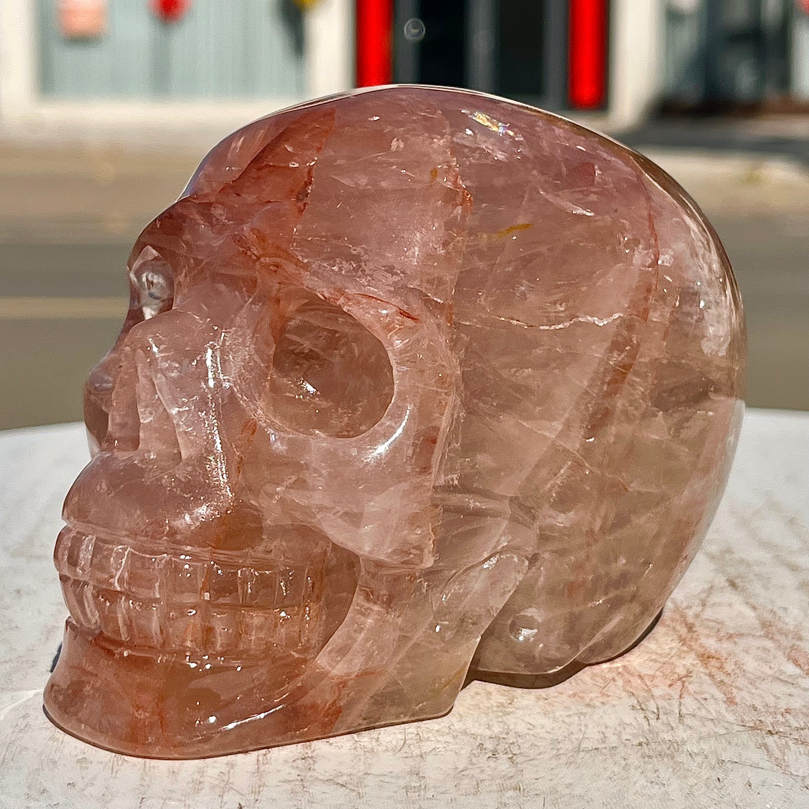 2.38LB Hand carved Red Gum Flower Skull | Used for decoration or gifts