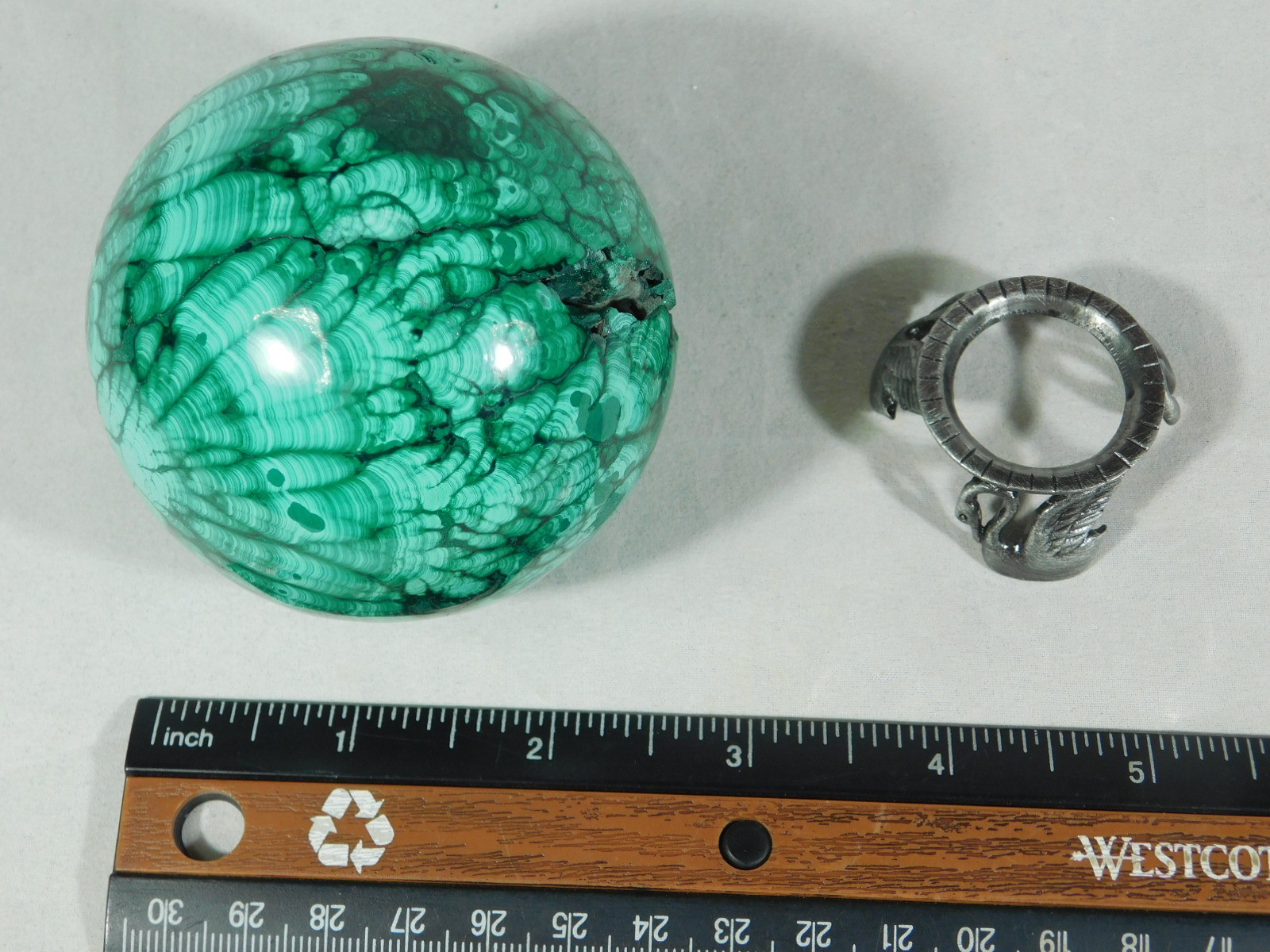 Sphere Display Stand SWAN Design Metal Small Size Pewter Color