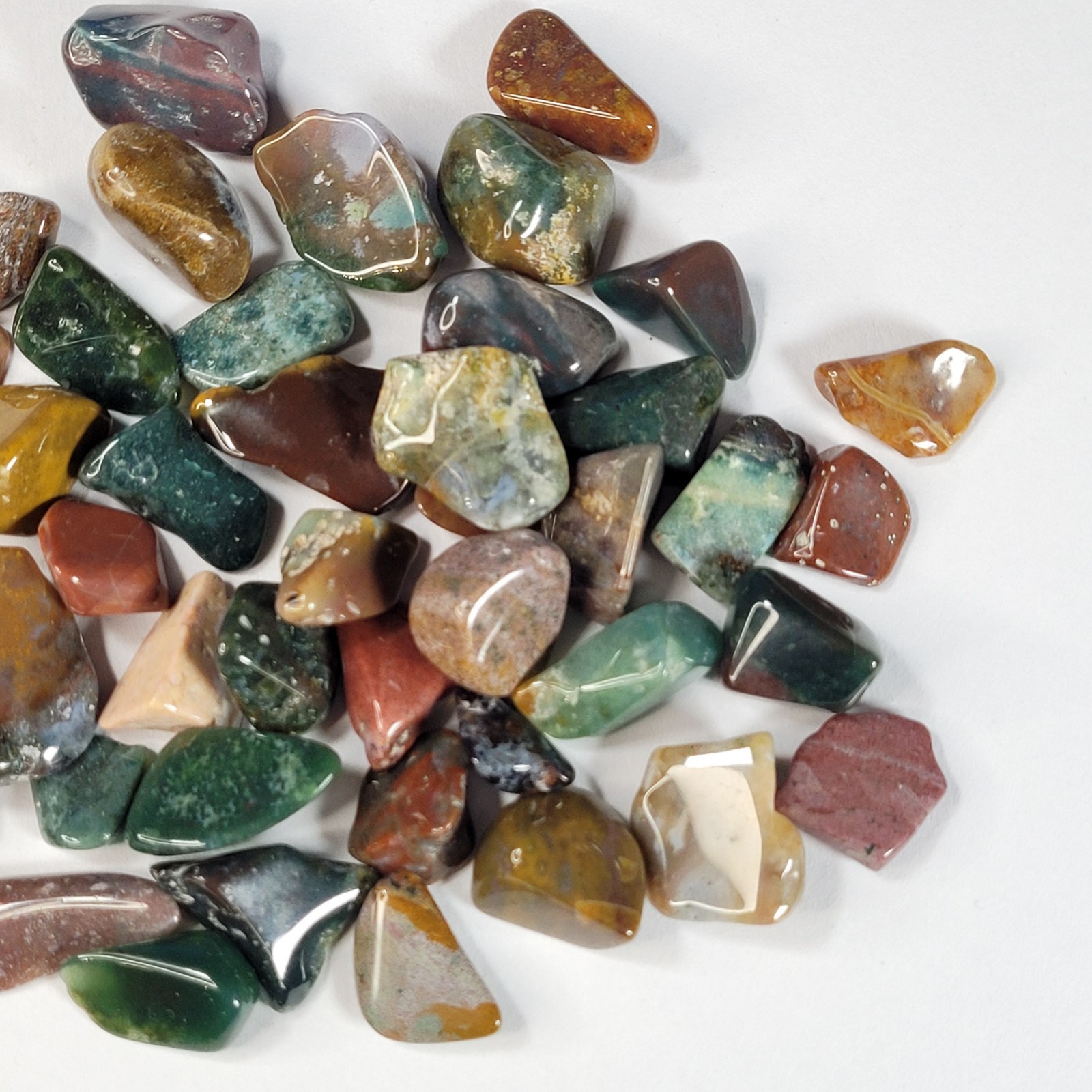 Ocean Jasper Natural Stone Tumbles in Vintage 4 oz Apothecary Glass Jar *Video*