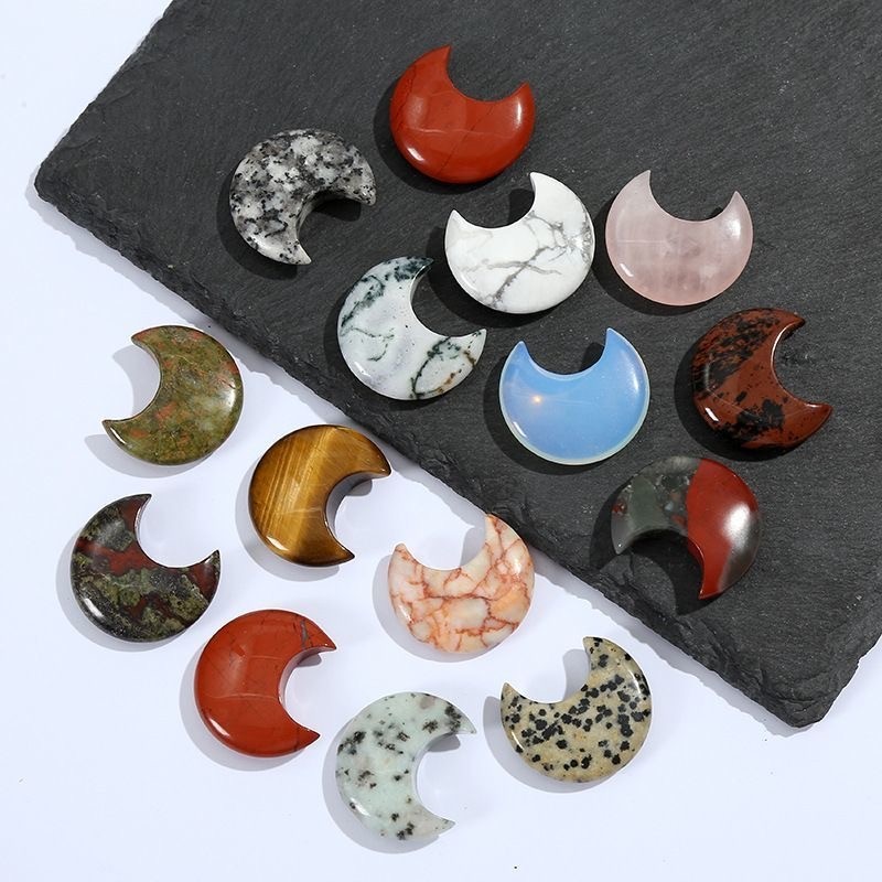 10PCS Natural Mixed material moon palm Reiki Crystal Quartz Healing Decorate
