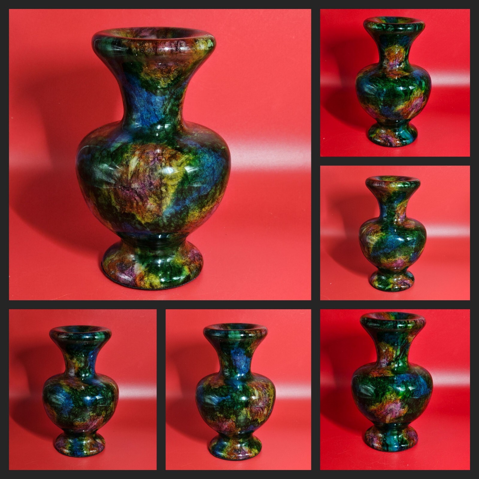 Beautiful Rare Polished Taiwan Seven Colours Natural Jade Stone Vase Bottle 1+LB