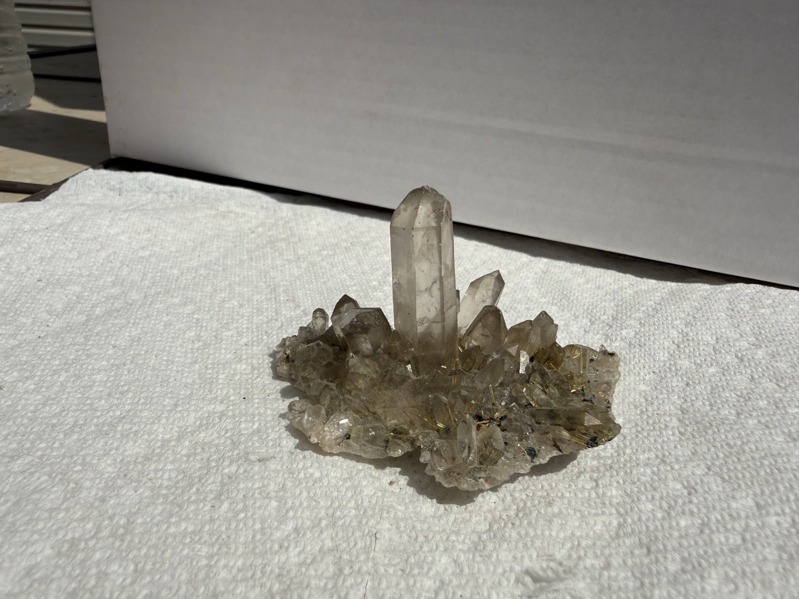 Rutilated Smoky Quartz Crystal Cluster Specimen – Golden Rutile Inclusions