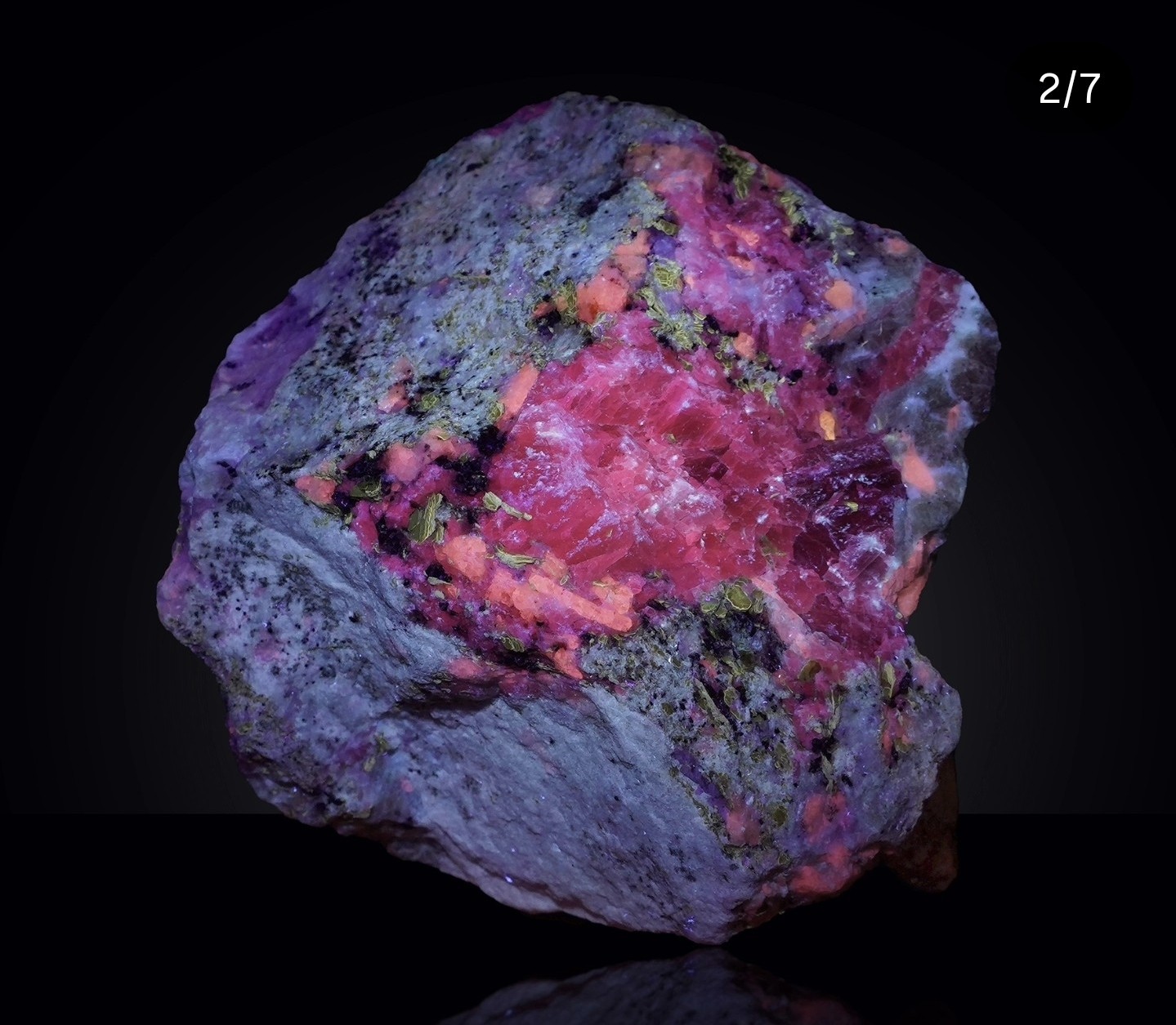 Big Fluorescent Afghanistan Sodalite Marialite, Calcite, Afghanite, Phlogopite.
