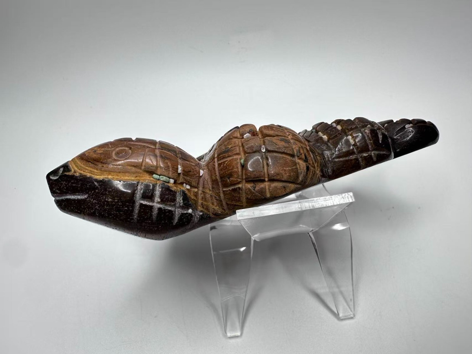 Natural Tiger’s Eye Snake Figurine 6″x2.75″ – Polished Crystal Carving 11.8 oz