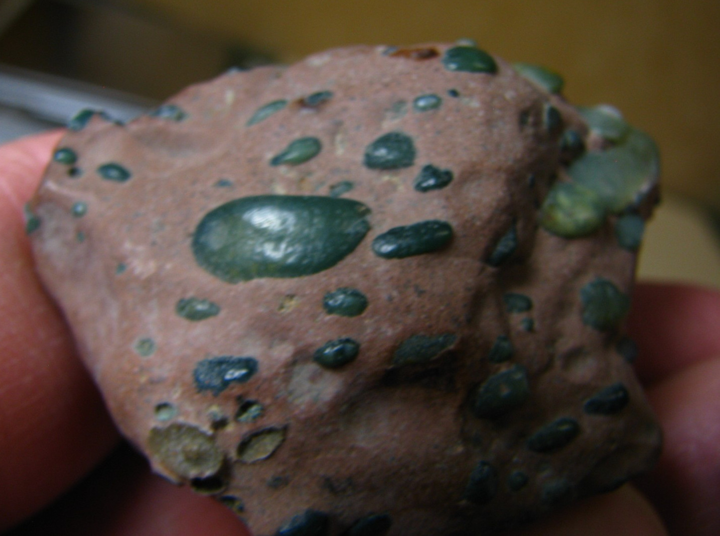OVER 50 GREEN JADE PIECES IN BROWN MATRIX 46g 1.88×1.3×1.1in JIANGSU CHINA #216
