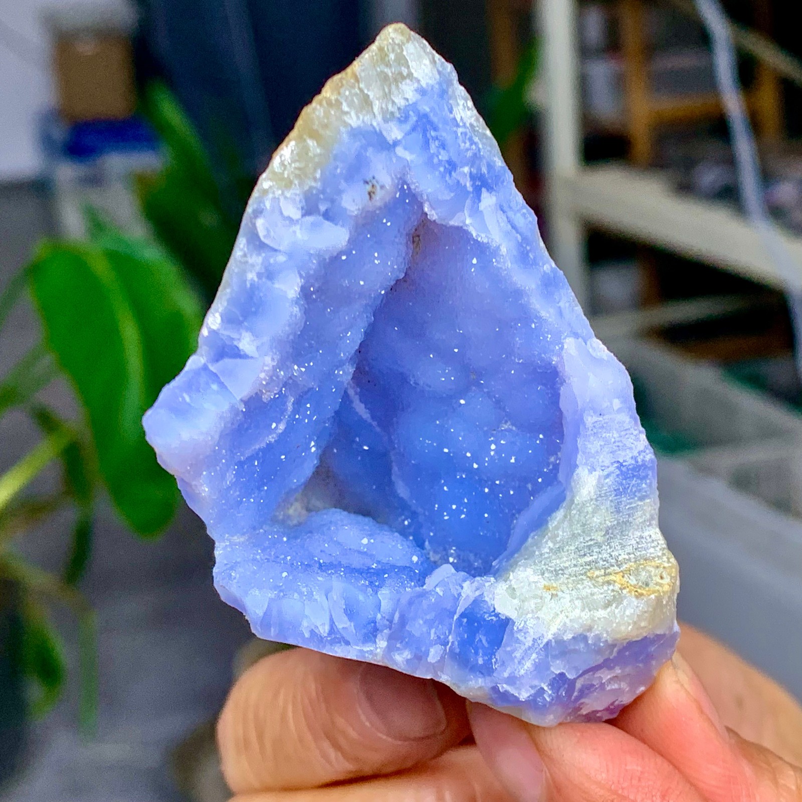 100G Natural Blue striped agate geode Crystal Mineral Specimens healing A963